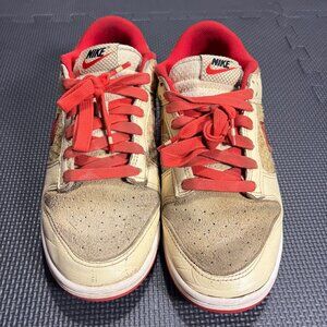 Nike Dunk Low Red & Beige Sneakers Mens Size 8 Pre-Owned